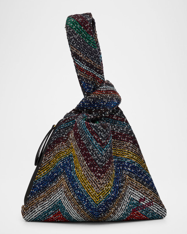 Sequin Zigzag Knot Top-Handle Bag